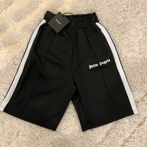 Palm Angels Black & White Striped Track Print Logo Shorts Men’s Sizes S, M, L